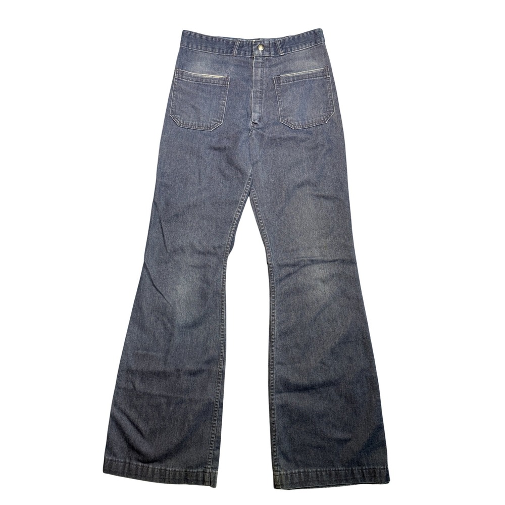 Vintage Seafarer US Navy Utility Trousers Men Blue Denim Bell Bottom Jeans 29x32